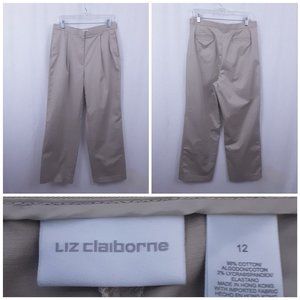 Liz Claiborne womens pants Size 12 Style Kylie Beige khaki chino Stretch Casual